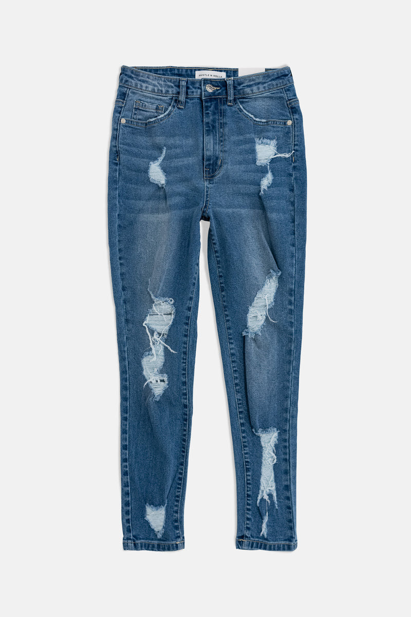 Vida Mid rise distressed skinny jeans