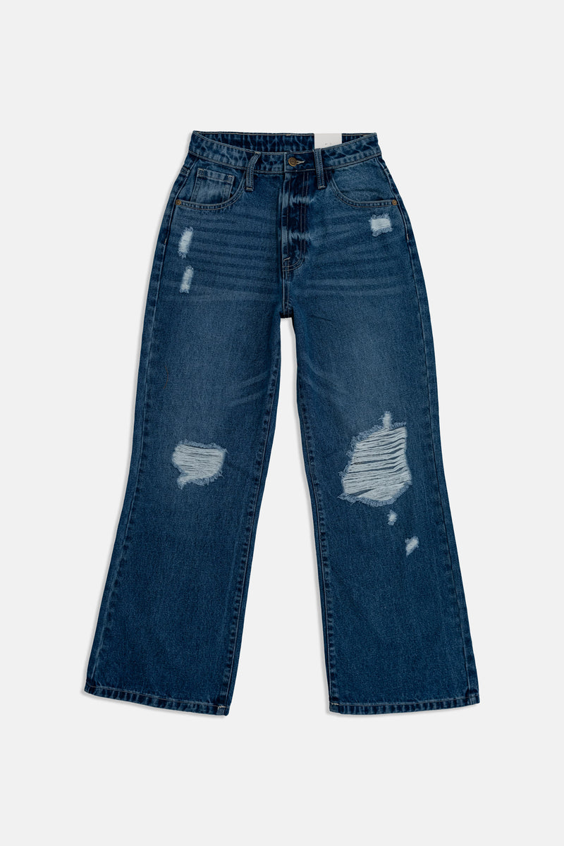 Maisie mid rise distressed wide leg jeans